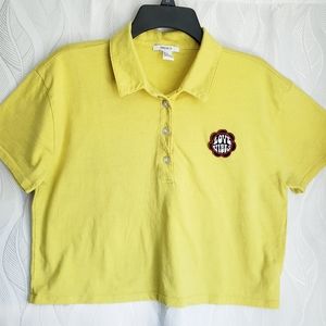 "Love Vibes" Patch Retro Graphic Collared Cropped Polo